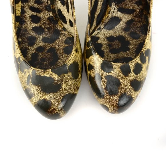 DOLCE & GABBANA: Brown Leather Leopard Print Heels - Picture 4 of 10